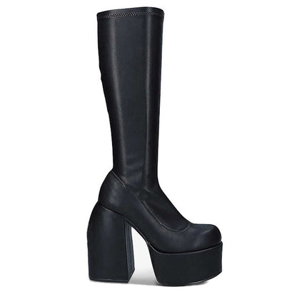 Eveloria Damen Kniestiefel Hochabsatz