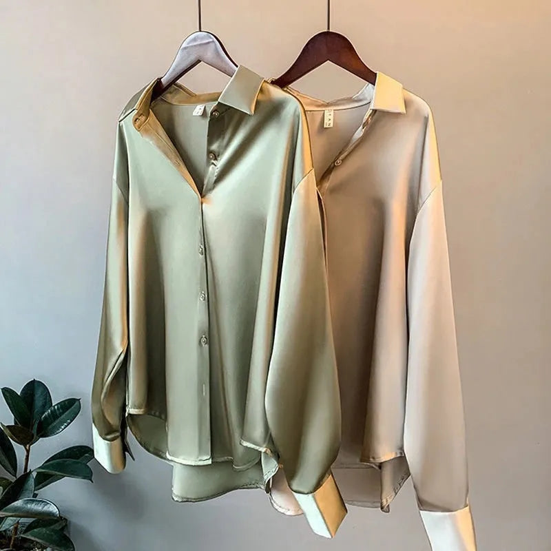 Damen Bluse Langärmelig Übergroß Lässig - Eveloria