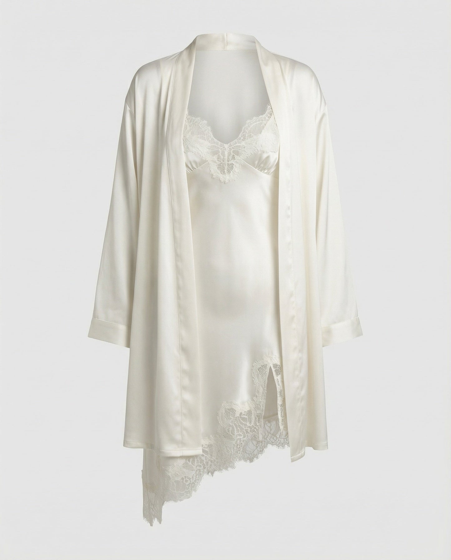 Damen Satin Nachtwäsche Set Spitze