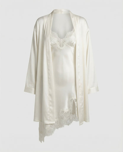 Damen Satin Nachtwäsche Set Spitze