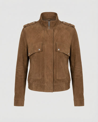 Damen Wildleder Bomberjacke Freizeit - Eveloria