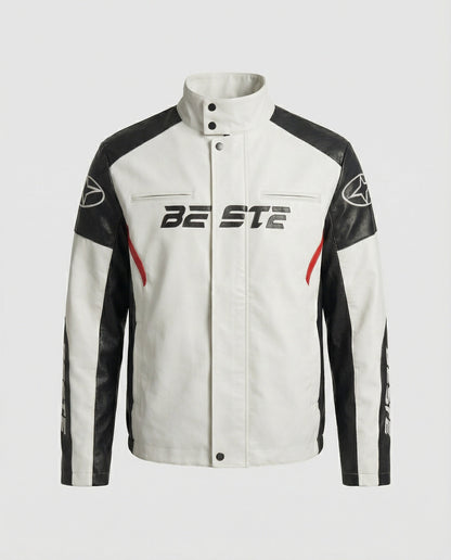 Herren Lederjacke Racing Style Kunstleder