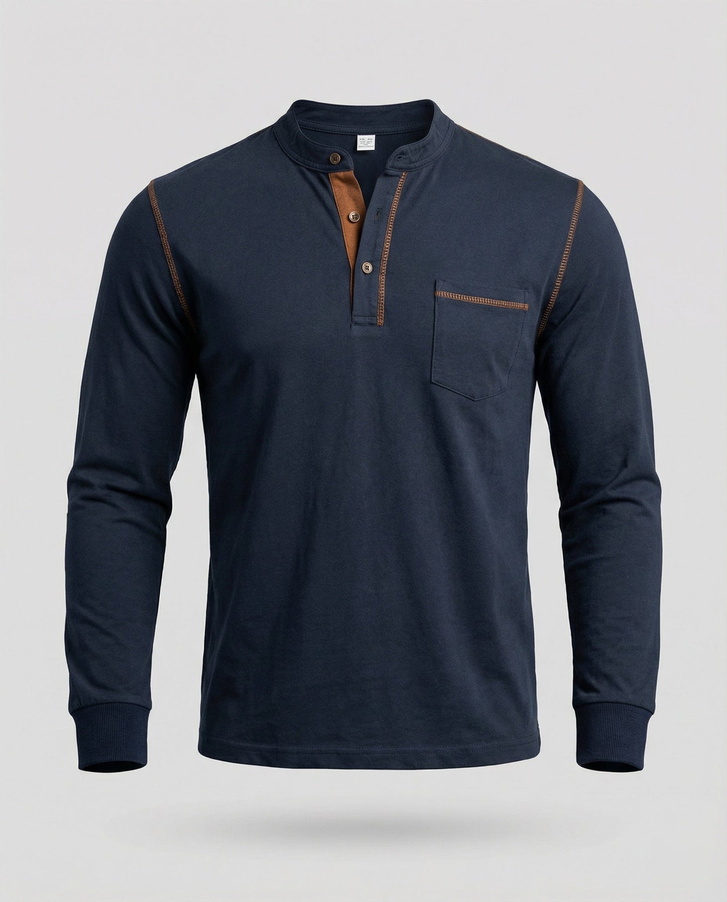 Herren Langarm Henley Hemd