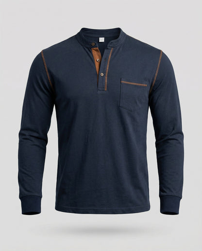 Herren Langarm Henley Hemd