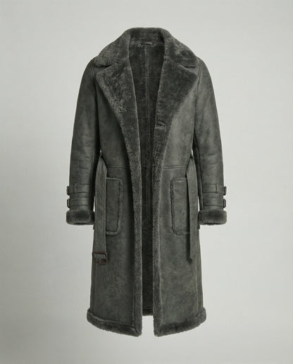 Langer Damen Wintermantel Wollstoff