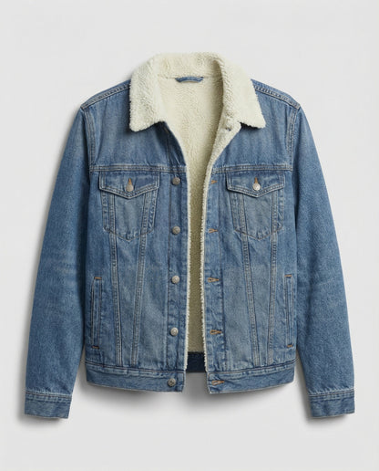 Warme Damen Denimjacke Winter Blau