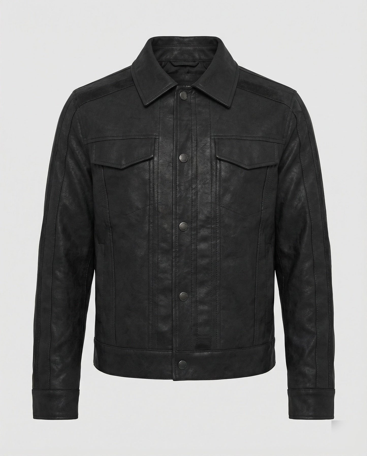 Herren Lederjacke Biker Kurz Lederschutzjacke Schwarz - Eveloria