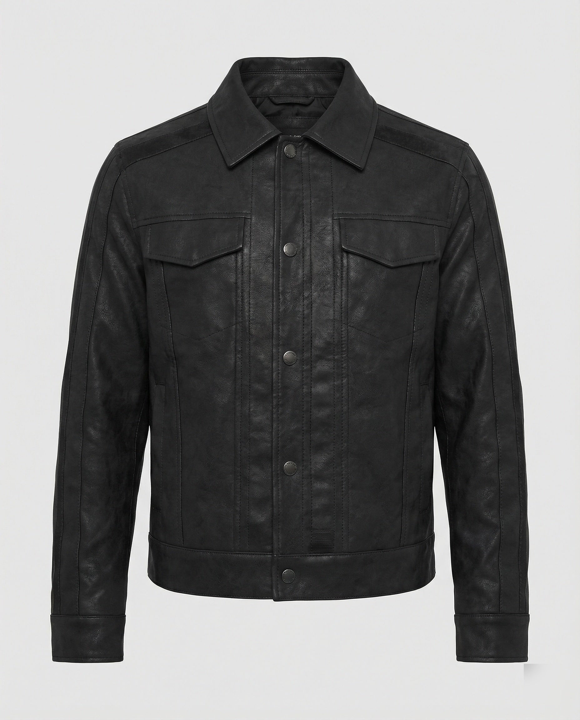 Herren Lederjacke Biker Kurz Lederschutzjacke Schwarz - Eveloria