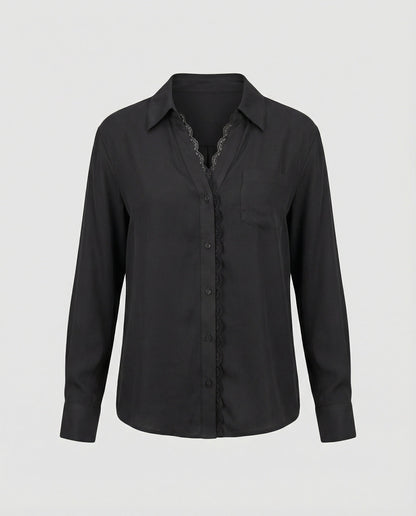 Damen Bluse Spitze Akzent Weiss
