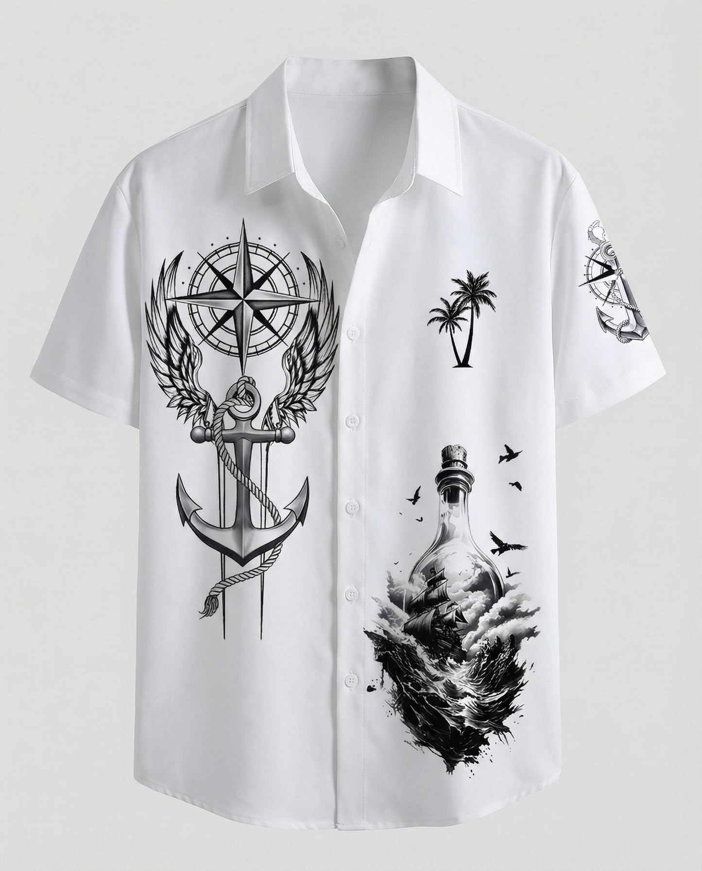 Herren Kurzarmhemd Hawaii Viskose