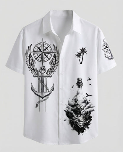 Herren Kurzarmhemd Hawaii Viskose