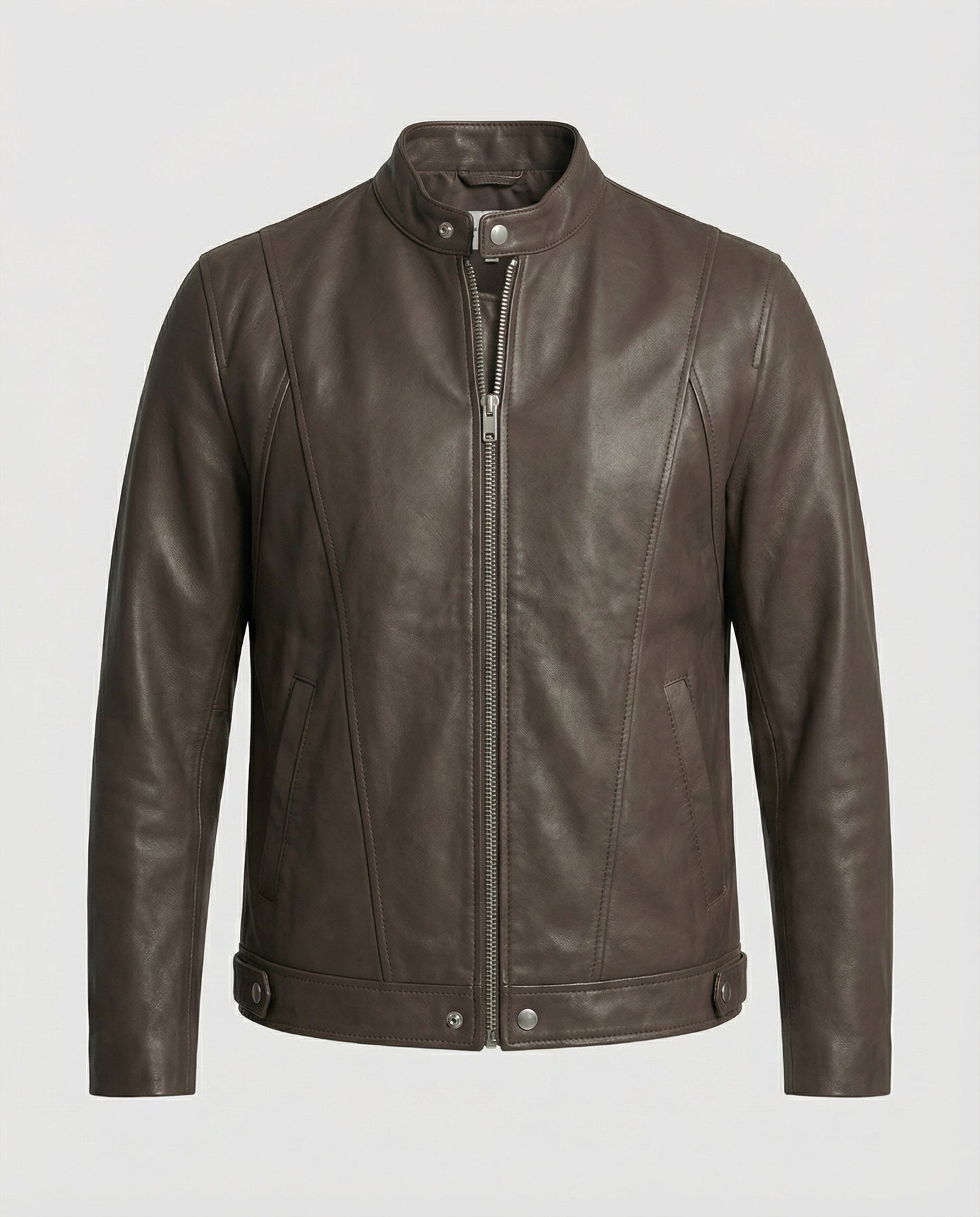 Herren Lederjacke Bomber Stehkragen