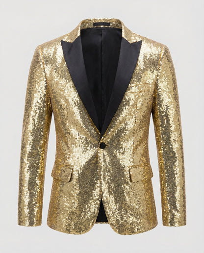 Eveloria Herren Blazer Pailletten Glänzend