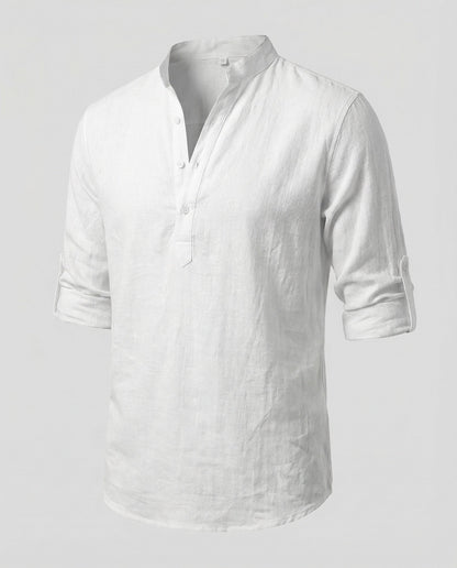 Herren Leinenhemd Elegantes Weiß