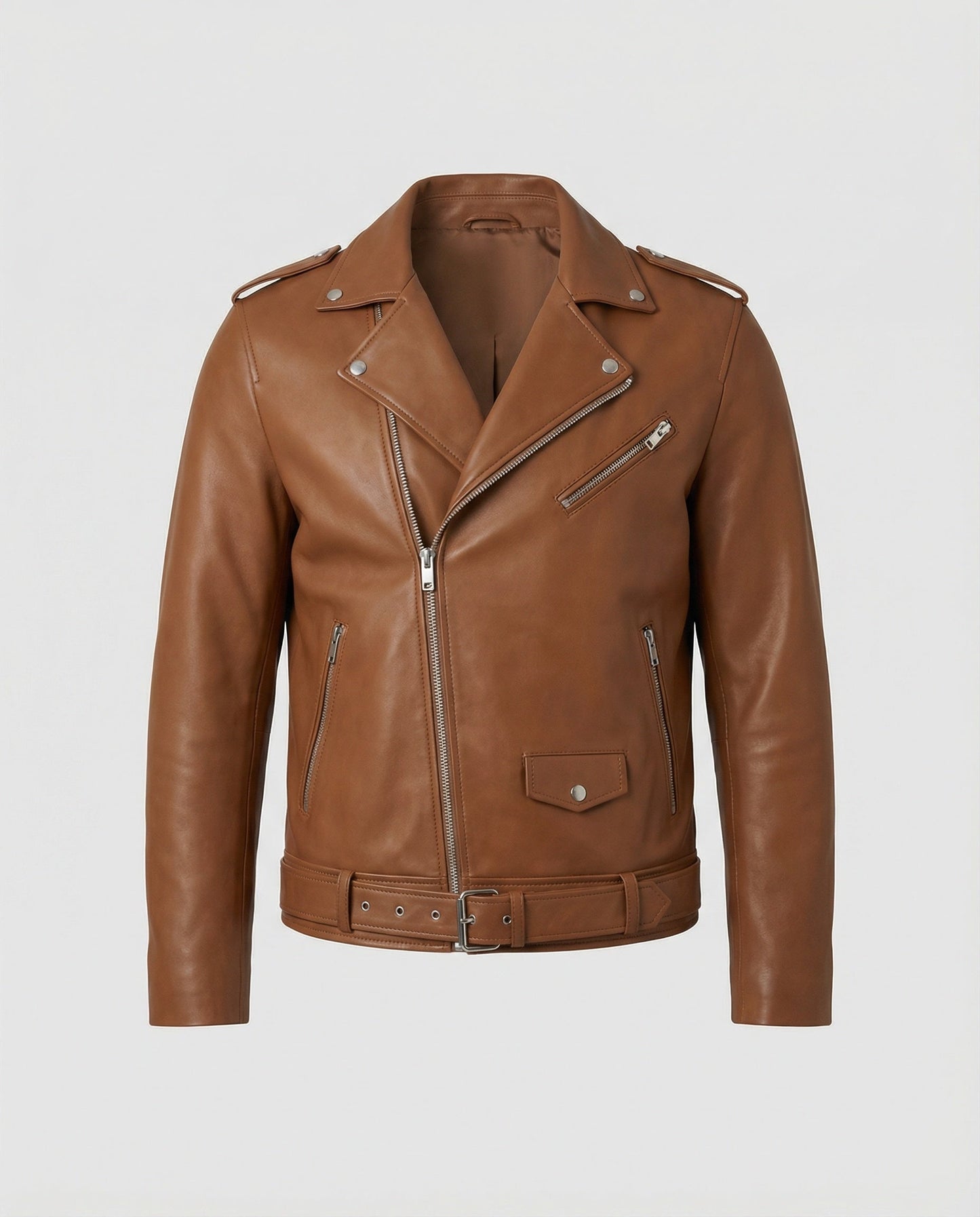 Herren Bikerjacke Kunstleder Tailliert Schwarz - Eveloria