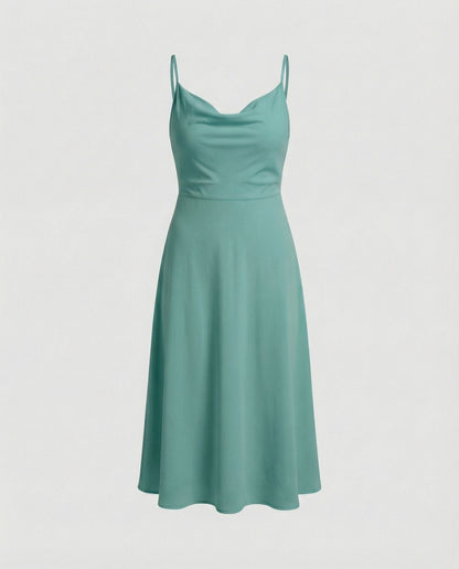 Eveloria Damen Kleid Lang Drapiert Mit Einem Eingebauten Bh