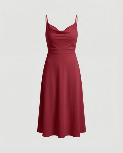 Eveloria Damen Kleid Lang Drapiert Mit Einem Eingebauten Bh
