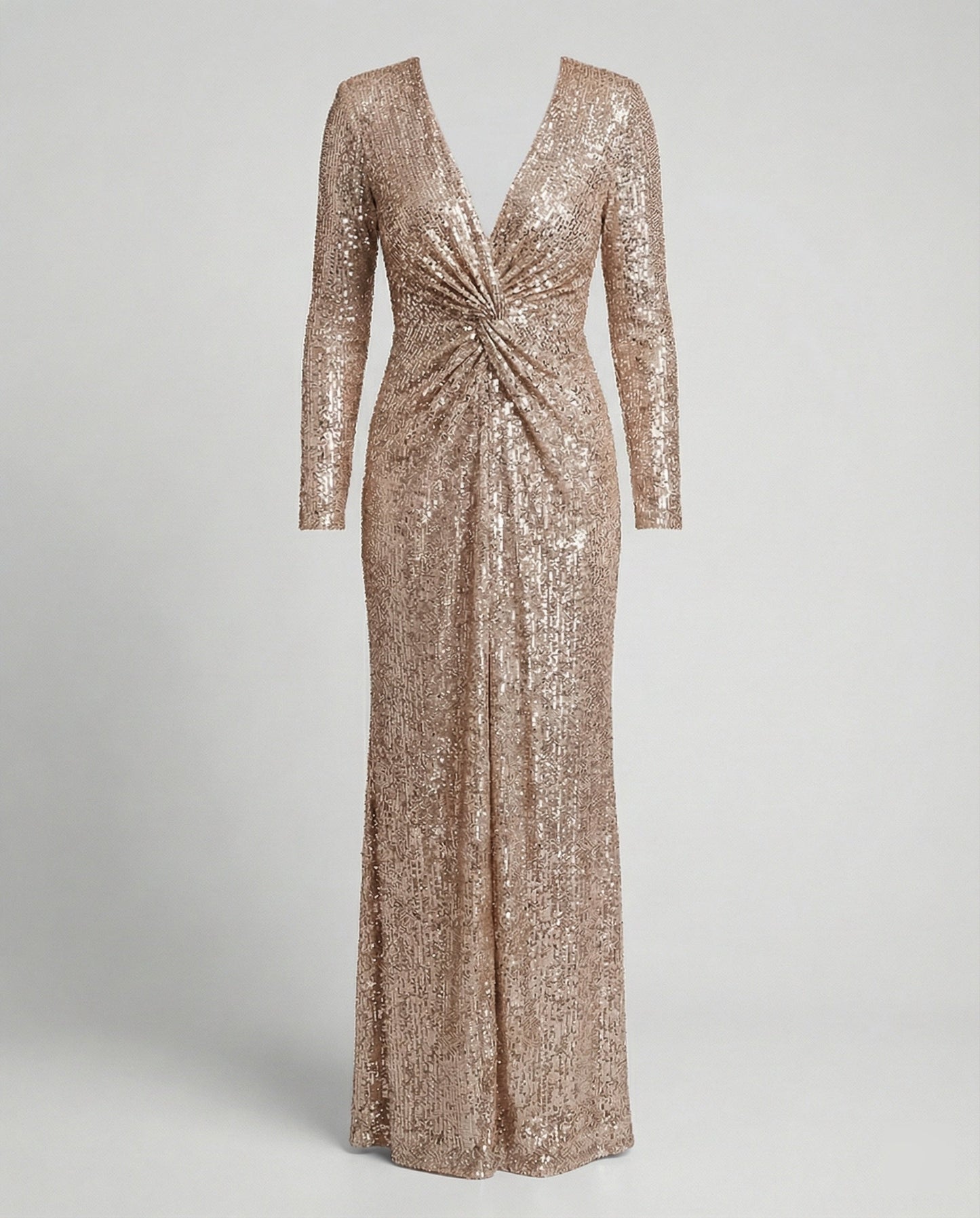 Eveloria Damen Abendkleid Pailletten Langärmlig Maxikleid