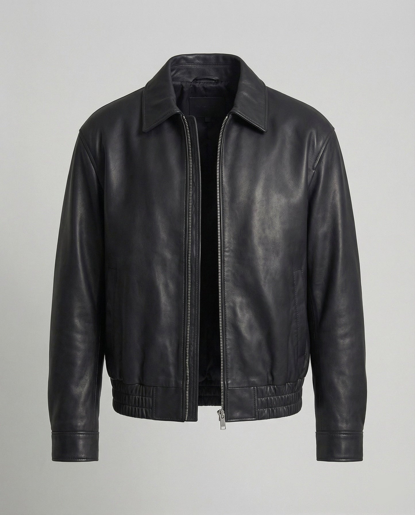 Herren Lederjacke Blouson Minimalistisch Schwarz - Eveloria