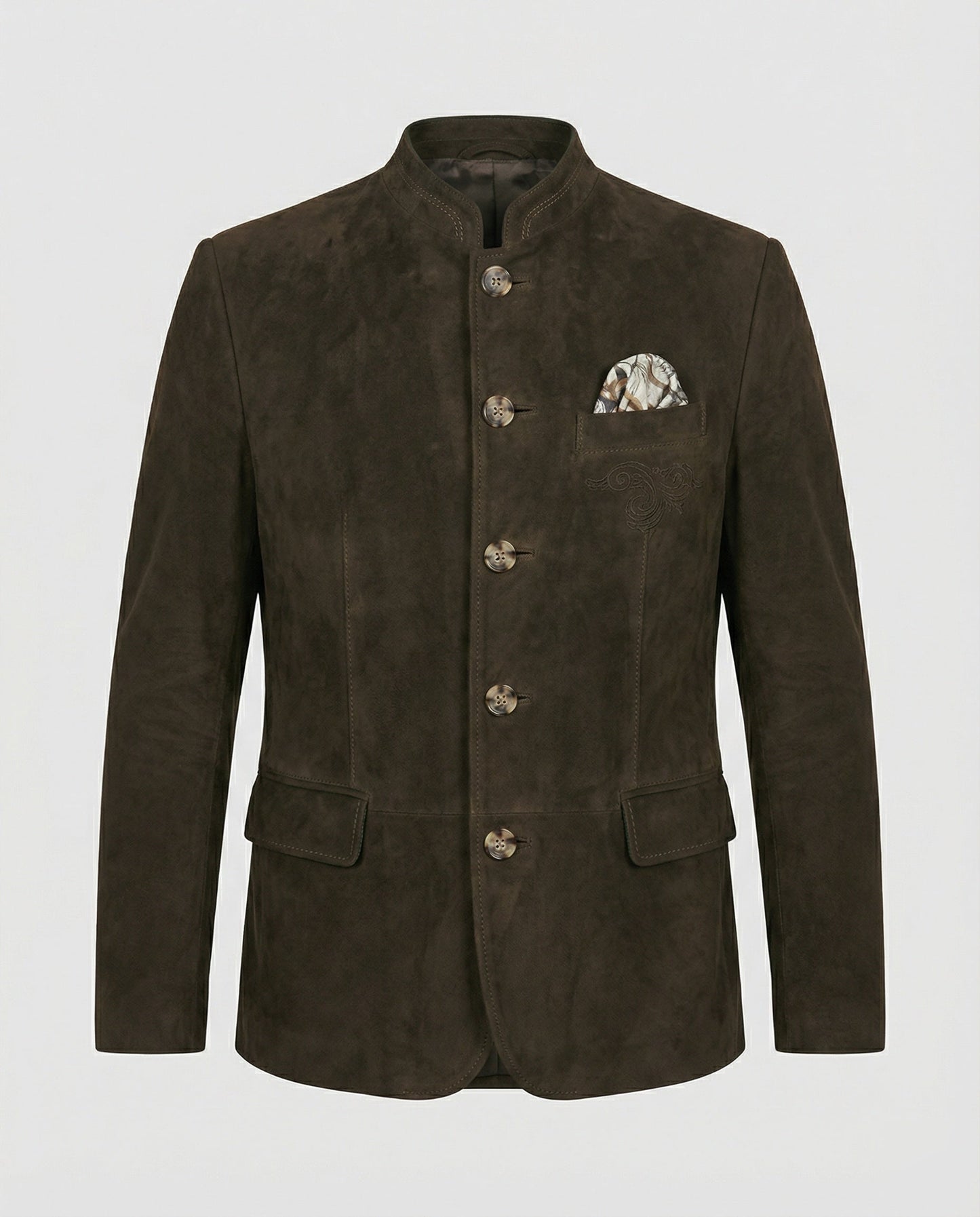 Herren Suedlederjacke Zierknöpfe Braun - Eveloria