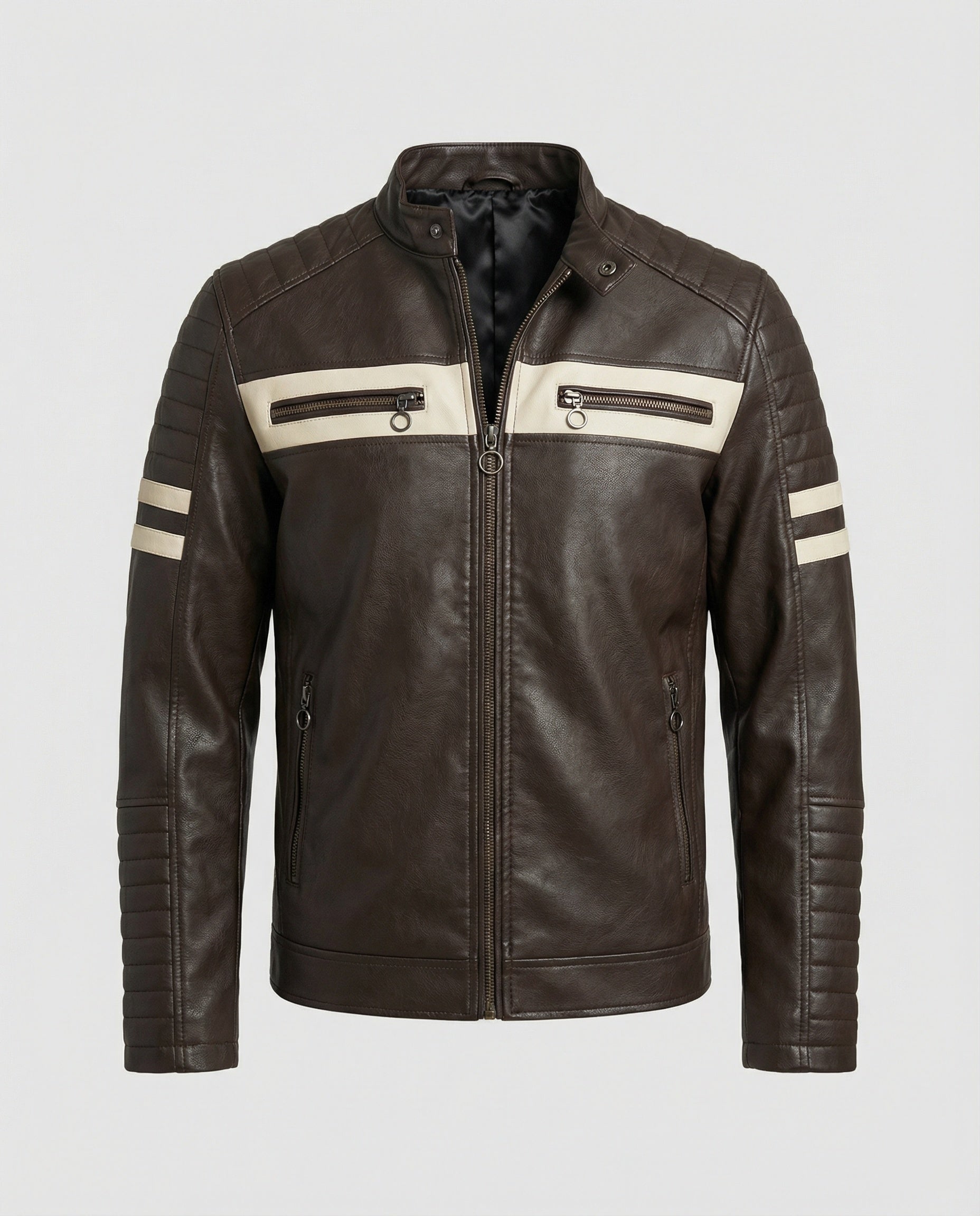 Herren Bikerjacke Kunstleder Schwarz - Eveloria