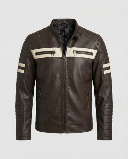 Herren Bikerjacke Kunstleder Schwarz - Eveloria
