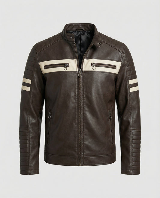 Herren Bikerjacke Kunstleder Schwarz - Eveloria