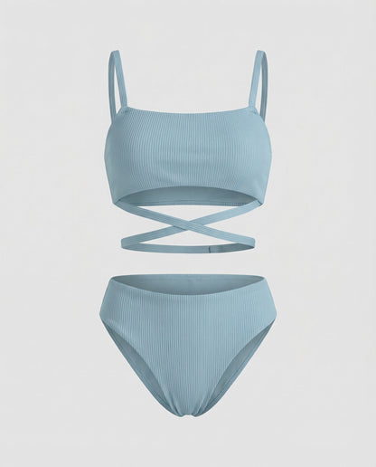 Damen Bandeau Bikini Set Wickelstreifen - Eveloria