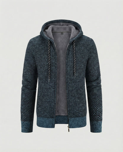 Herren Herbststrickjacke mit Kapuze