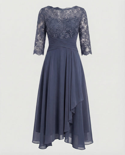 Damen Midi Abendkleid 3/4 Ärmel