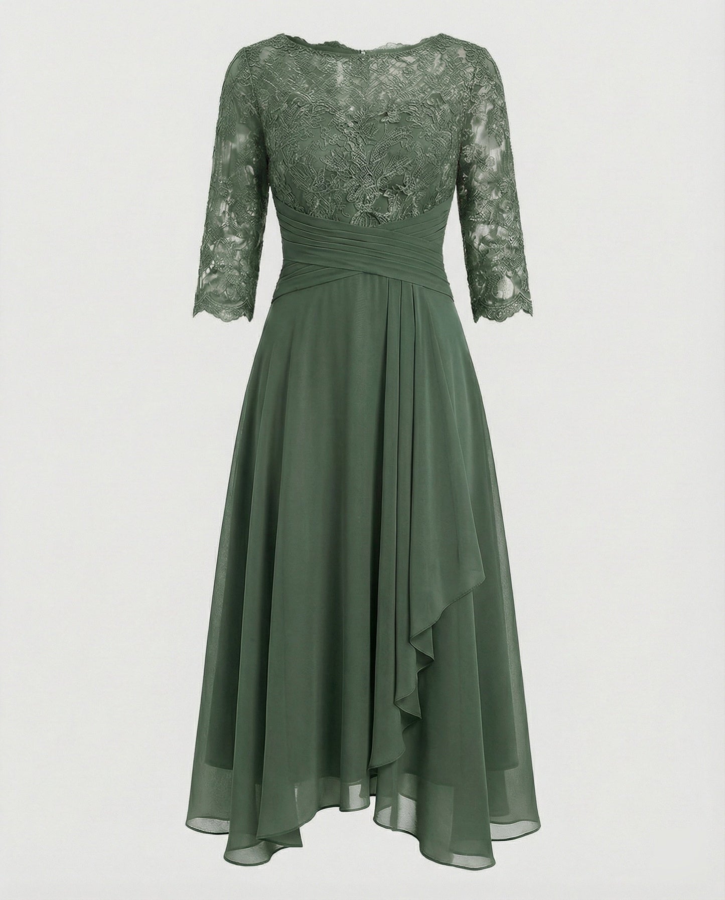 Damen Midi Abendkleid 3/4 Ärmel