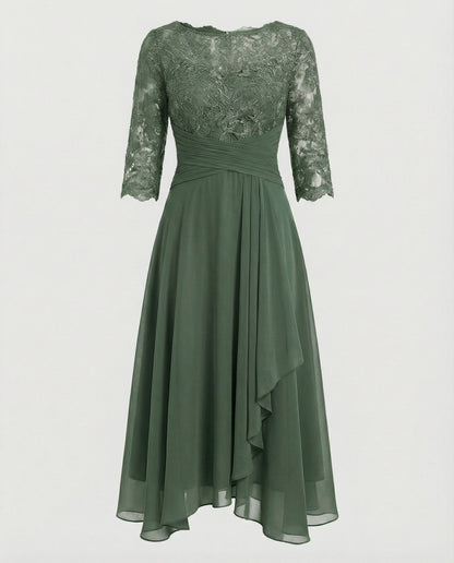 Damen Midi Abendkleid 3/4 Ärmel