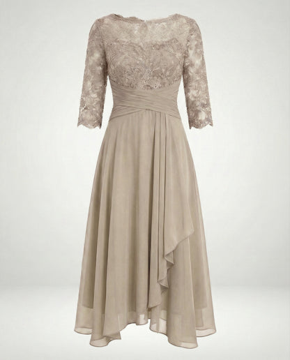 Damen Midi Abendkleid 3/4 Ärmel