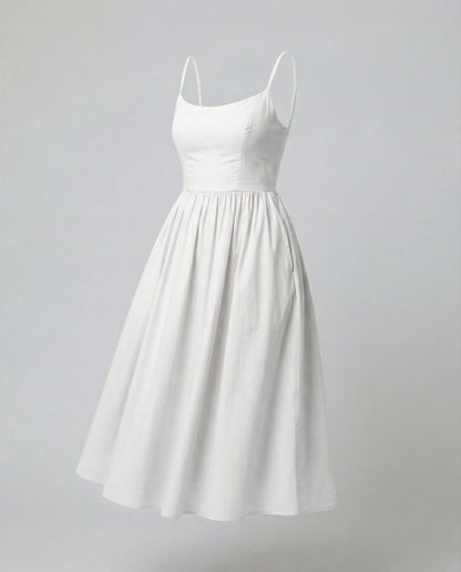 Eveloria Damenkleid Einfarbig U-Ausschnitt Strapsen