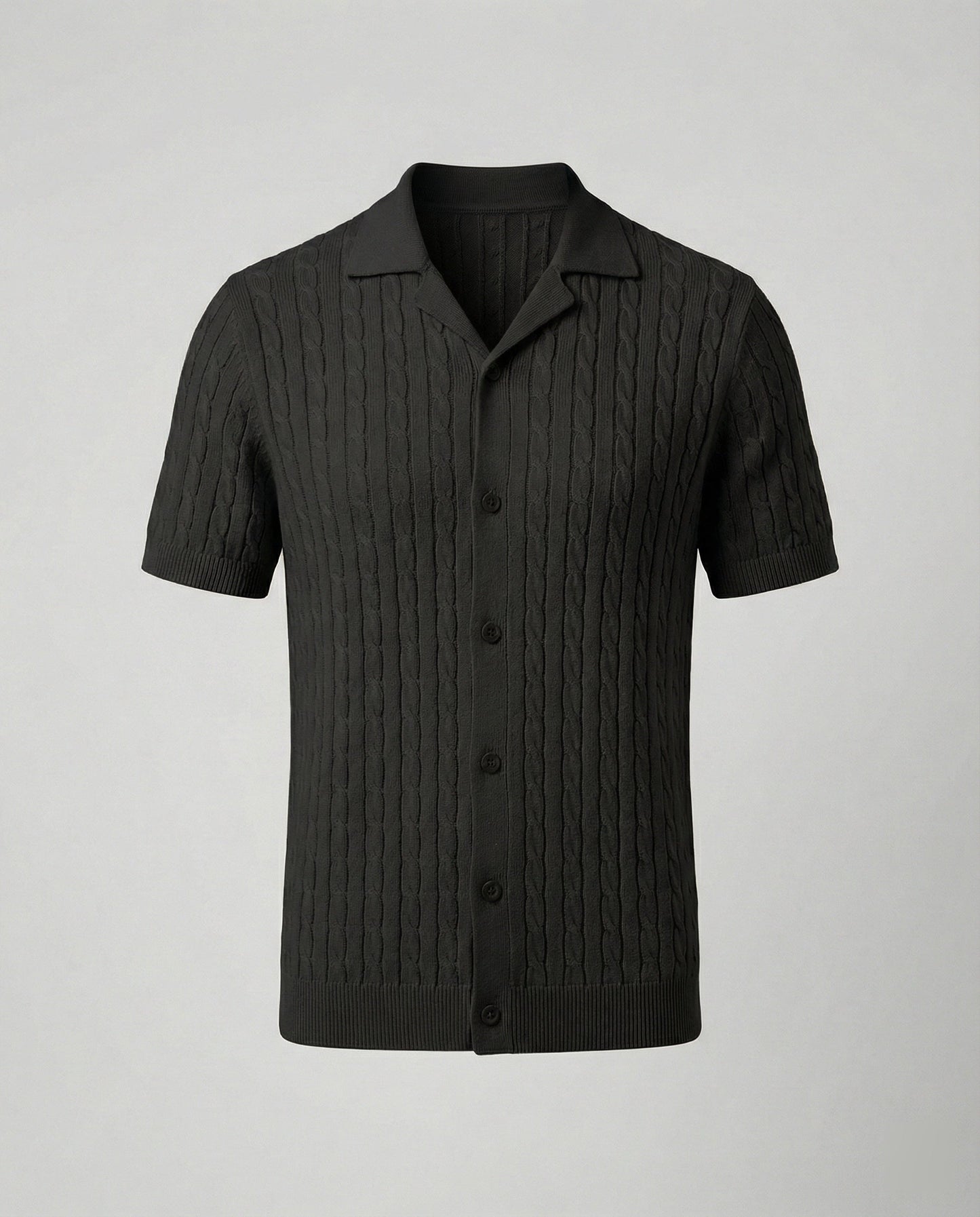 Herren Kurzarm Strickhemd Baumwolle Weiß