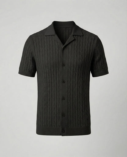 Herren Kurzarm Strickhemd Baumwolle Weiß
