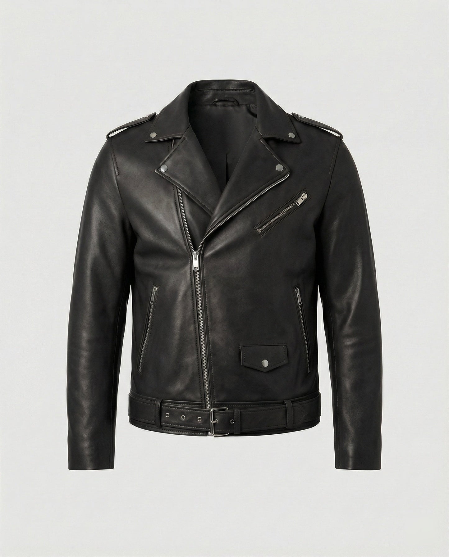 Herren Bikerjacke Kunstleder Tailliert