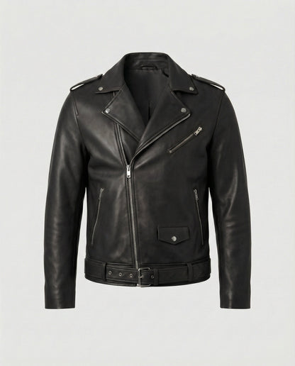 Herren Bikerjacke Kunstleder Tailliert