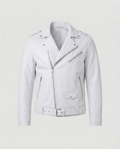 Herren Bikerjacke Kunstleder Tailliert