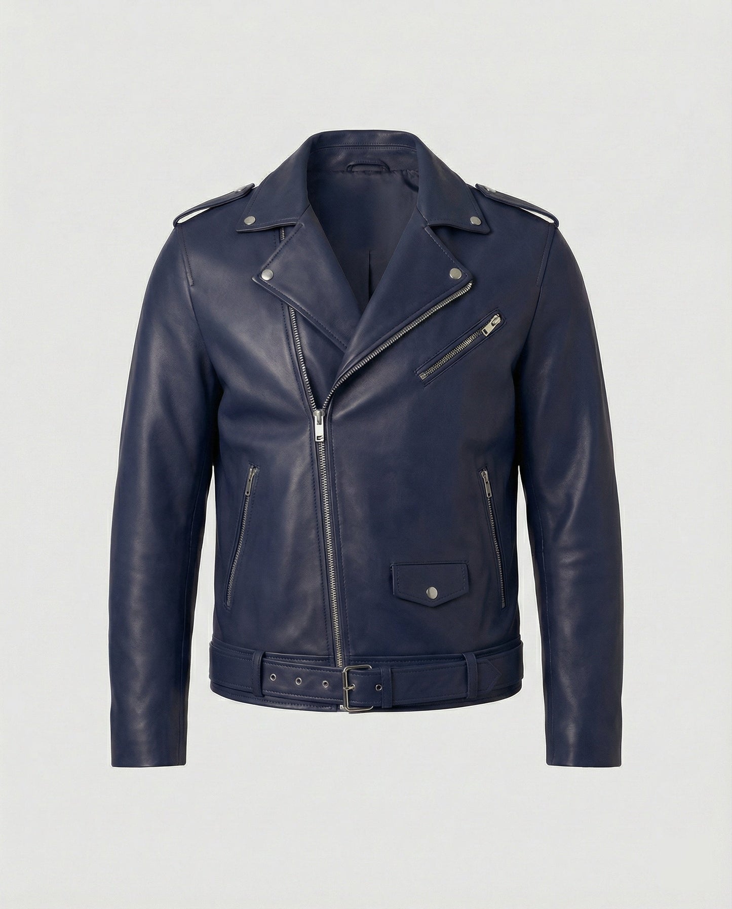 Herren Bikerjacke Kunstleder Tailliert