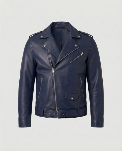 Herren Bikerjacke Kunstleder Tailliert