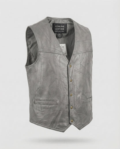 Herren Lederweste Biker Style Leder