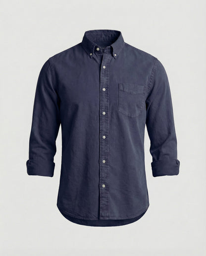 Herren Oxfordhemd Button Down Baumwolle Weiß