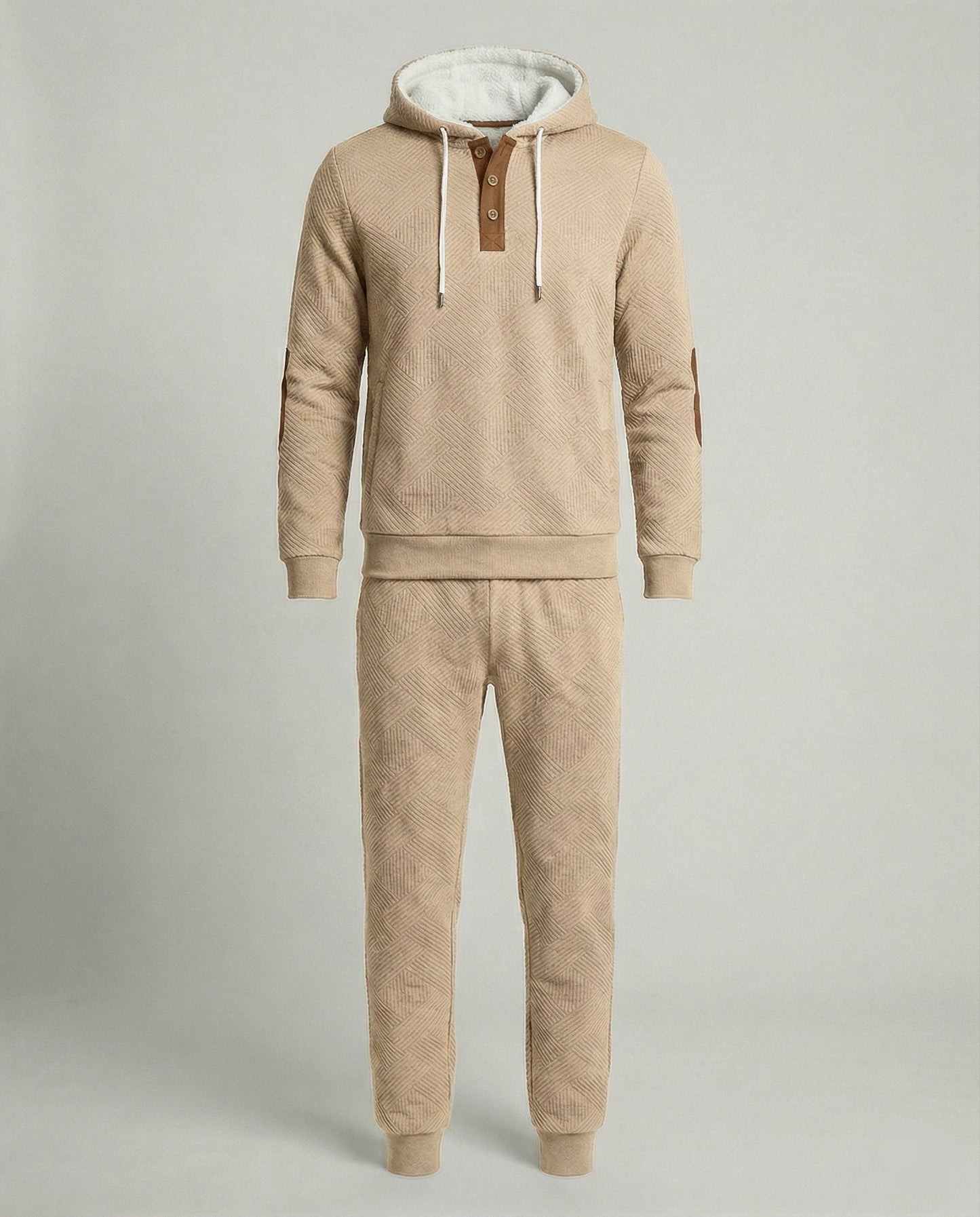 Herren Hoodie Jogginganzug Set Baumwolle Grau