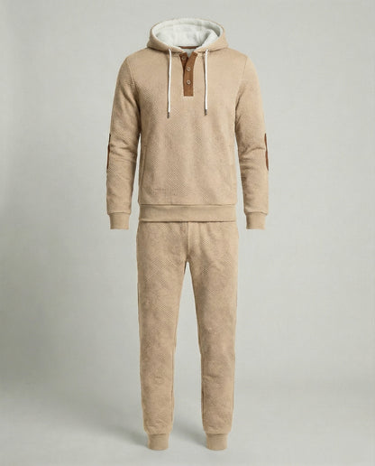 Herren Hoodie Jogginganzug Set Baumwolle Grau