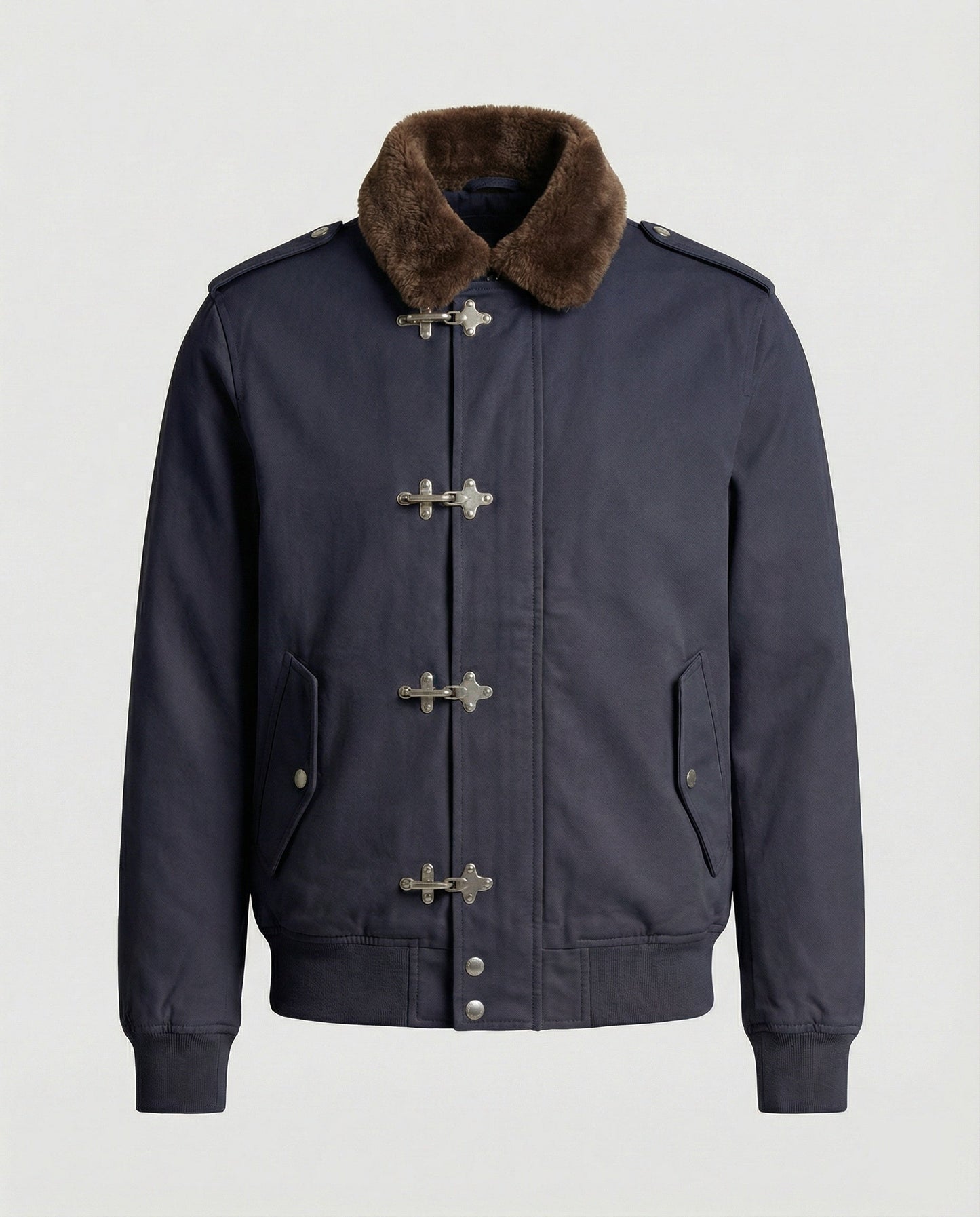 Herren Canvasjacke Teddykragen Beige