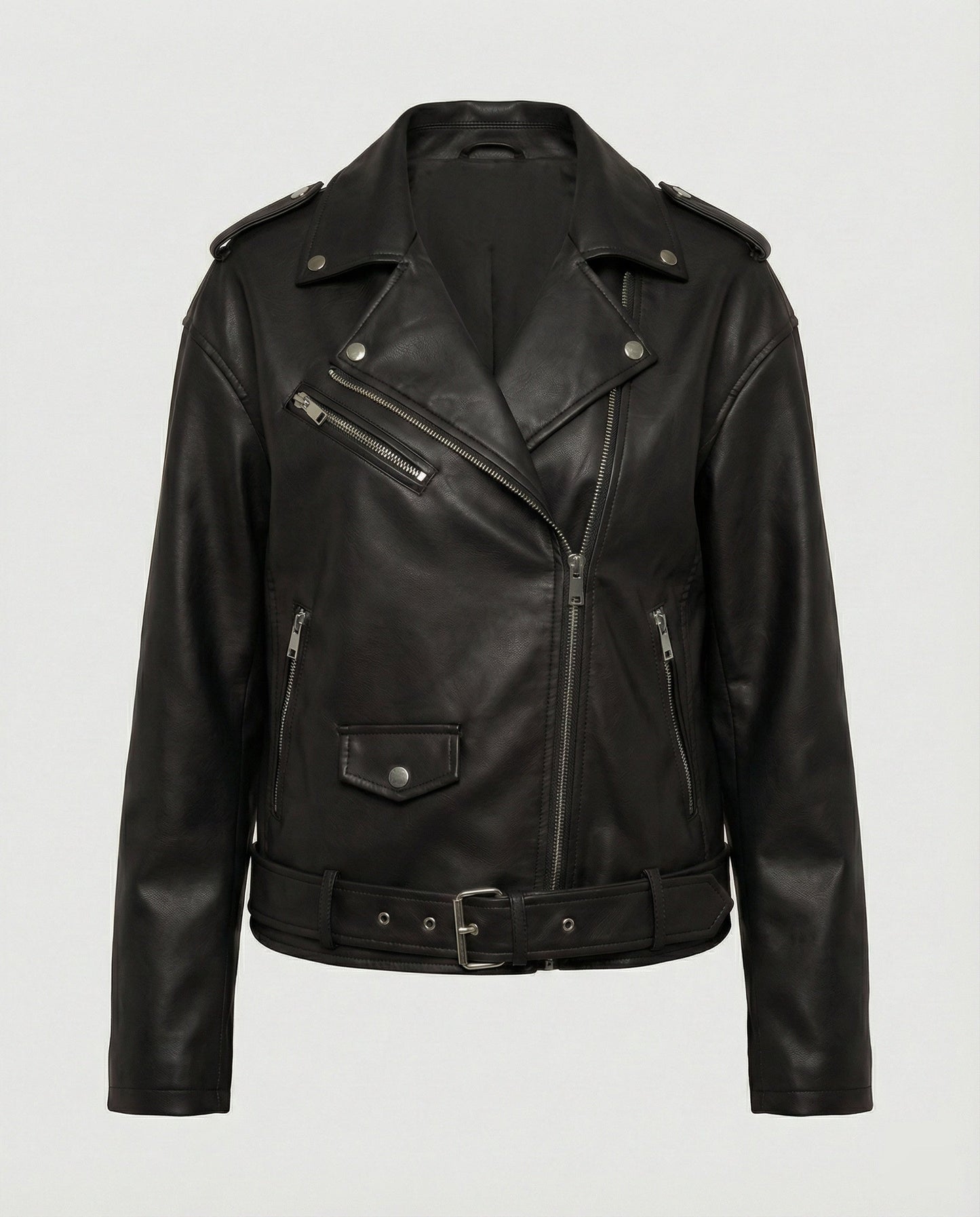 Damen Lederjacke Bikerstyle Reißverschluss