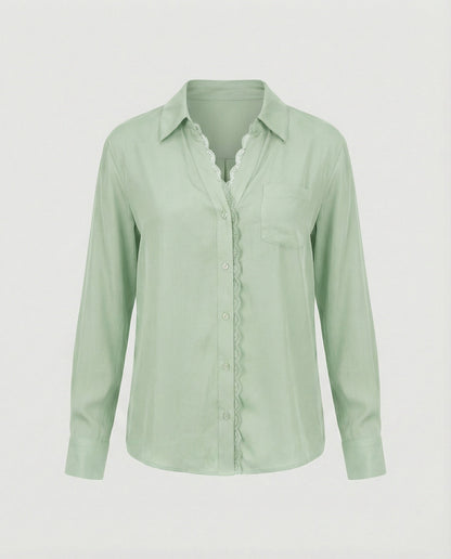 Damen Bluse Spitze Akzent Weiss