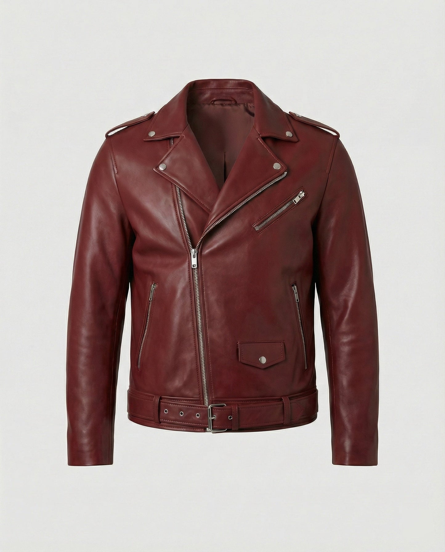Herren Bikerjacke Kunstleder Tailliert