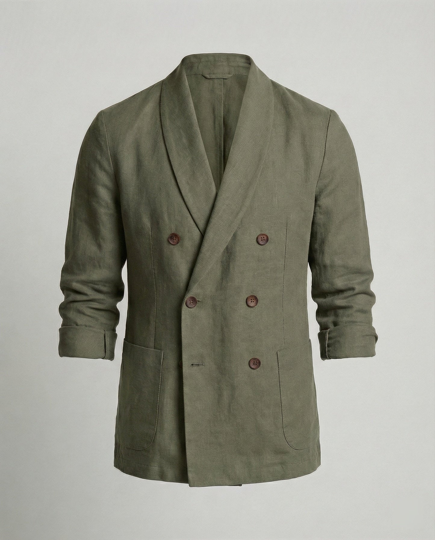 Herren Leinenjacke Leicht Doppelknopf Beige